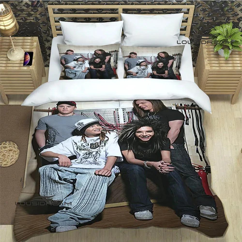 Bedruckte Bettwäsche-Sets mit Tokio Hotel-Band-Motiv, exquisites Bettzubehör-Set, Bettbezug, Bettdecken-Set, Bettwäsche-Set, luxuriöses Geburtstagsgeschenk EU Single 135x200cm
