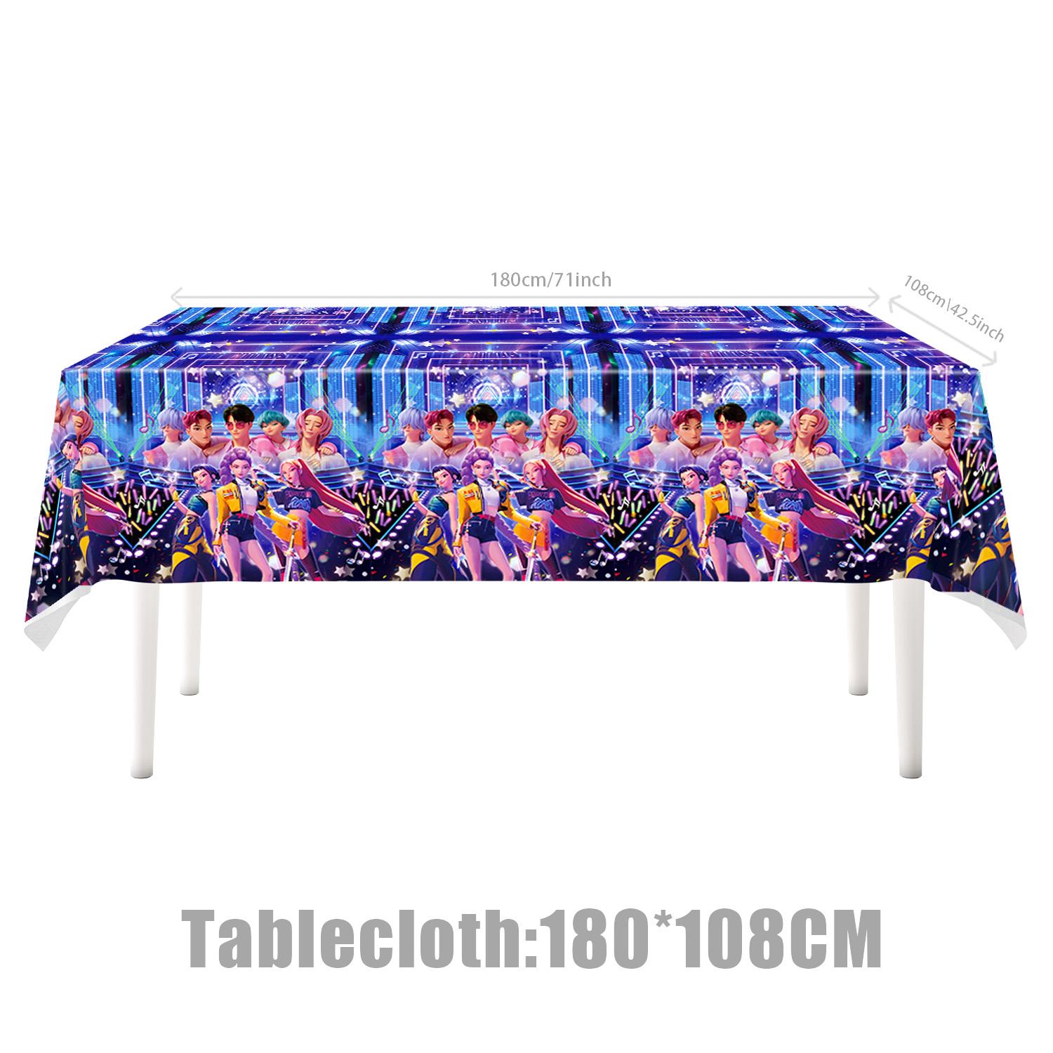 Neue Tischdecke Kpops Dämonen Jäger Geburtstagsparty Anime Film Einweg Dekoration Tischdecke Mädchen Kinder Mitgebsel Partyzubehör Set 1p