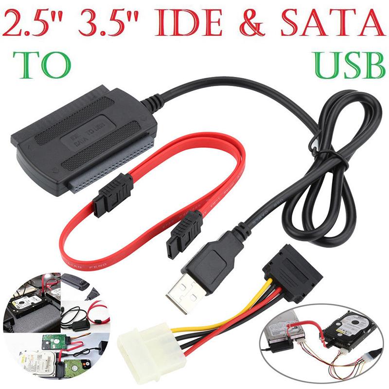 SATA/Pata/Ide-Laufwerk auf USB 2.0-Adapter-Konverterkabel für 2,5-Zoll-/3,5-Zoll-Festplatte schwarz