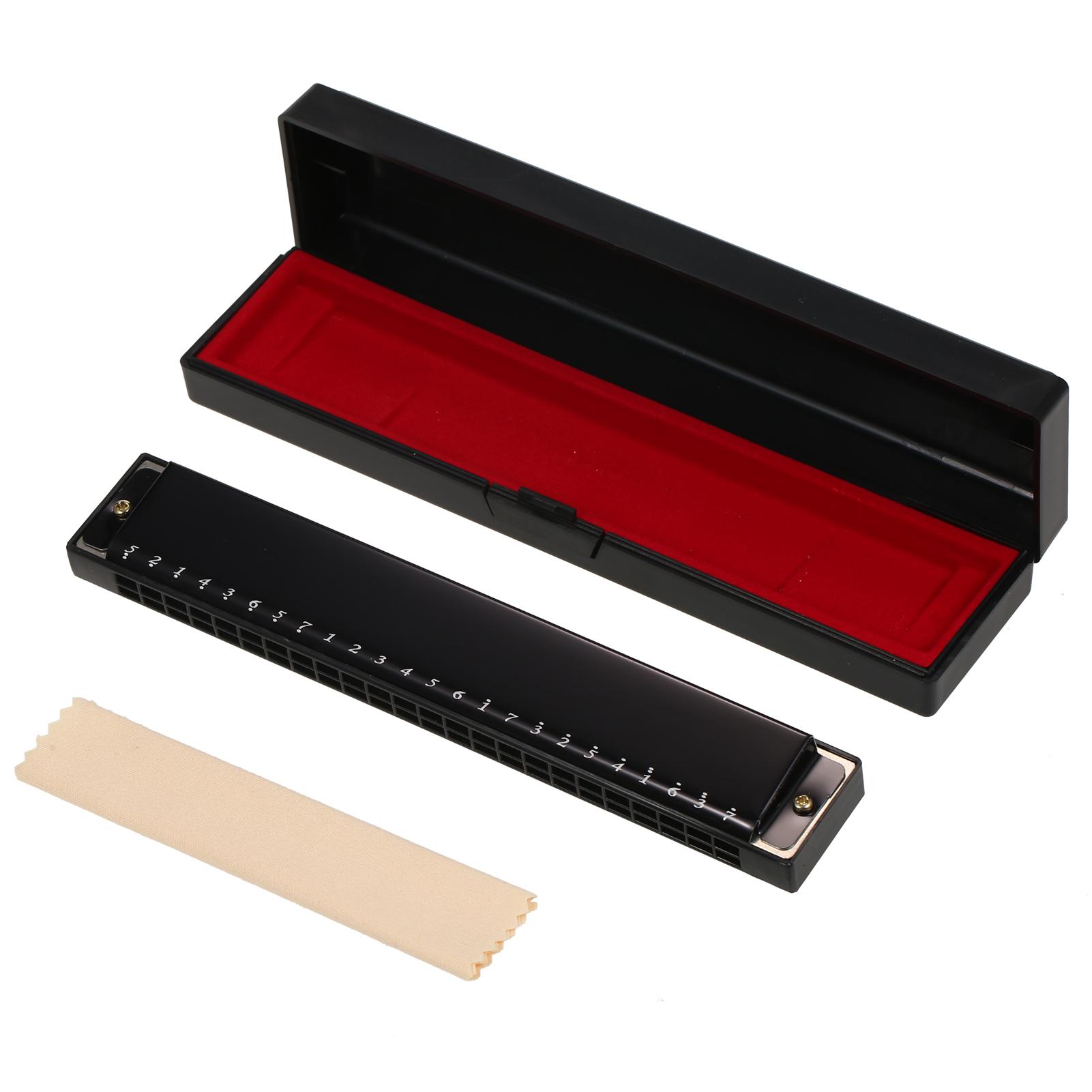 Mundharmonika, professionelle Harfe, Tonart C, 24-Loch-Polyphonie, diatonische Mundharmonika mit Koffer für schwarz