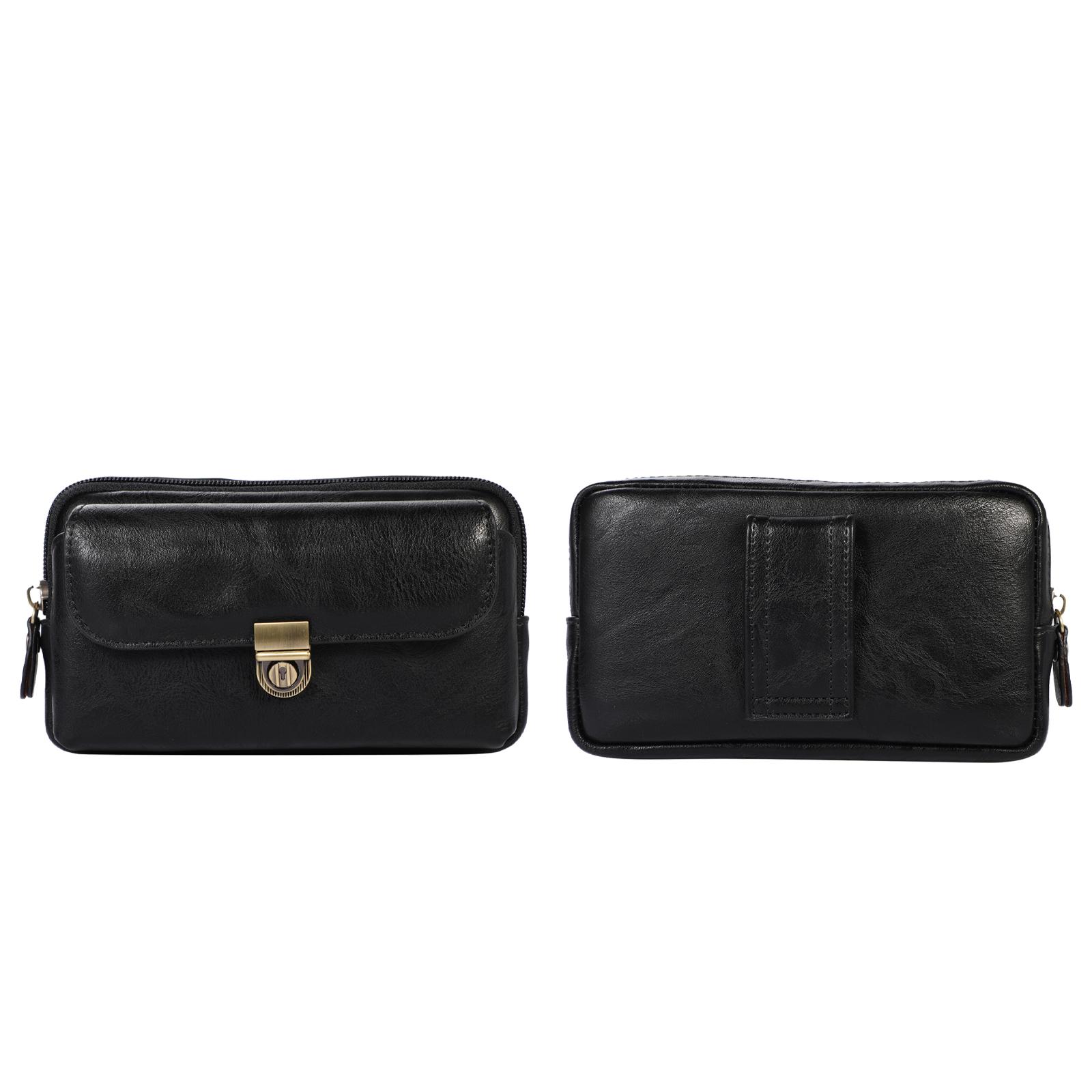 Luxuriöse 7,2-Zoll-Reißverschluss-Geldbörse aus Leder für Herren, Gürteltasche, Gürteltasche, Business-Reise-Geldbörse, Handy-Gürtelclip-Hülle für Samsung, iPhone, Xiaomi, Huawei, Holstertasche schwarz