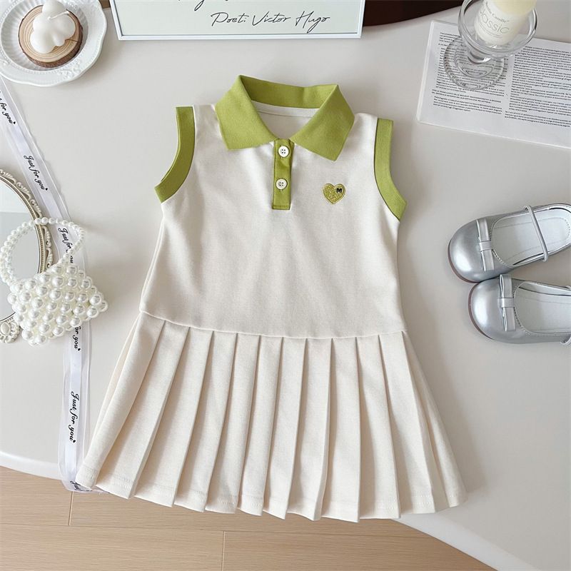 Kinderkleid Frühling Sommer Umlegekragen Kinderkleidung Mode Kleinkind Baby Mädchen Kleidung Sommerkleid Mädchenkleidung 160 grün