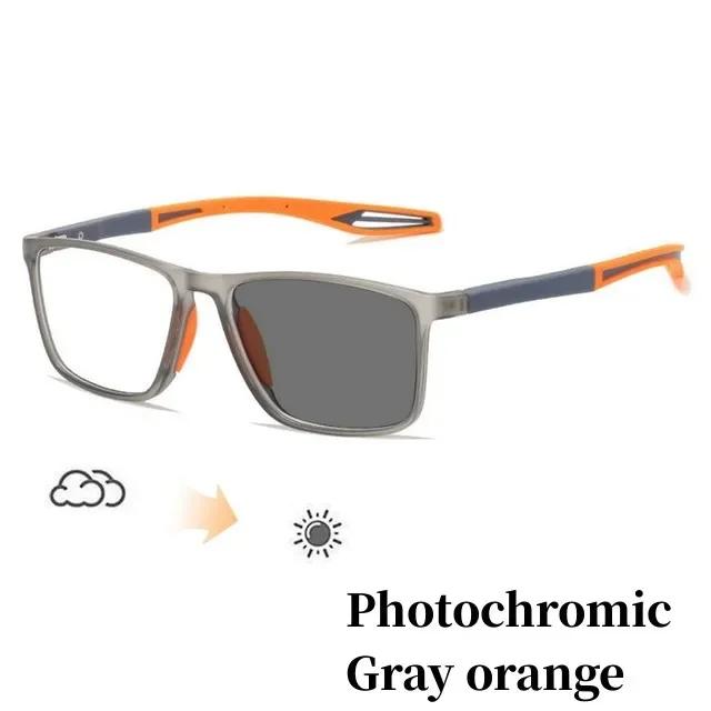Ultraleichte photochrome Brille für Damen und Herren, Vintage-TR90-Sport-Sonnenbrille mit Farbwechsel, fertige Myopie-Brille von 0 bis -4,0 -2.0 gray