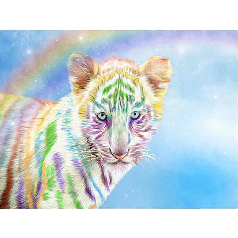 Diamant Stickerei DIY Zauberwürfel Diamant C Tiger Regenbogen 5D Diamant Handwerk Malerei Mosaik Diamant 20X30CM