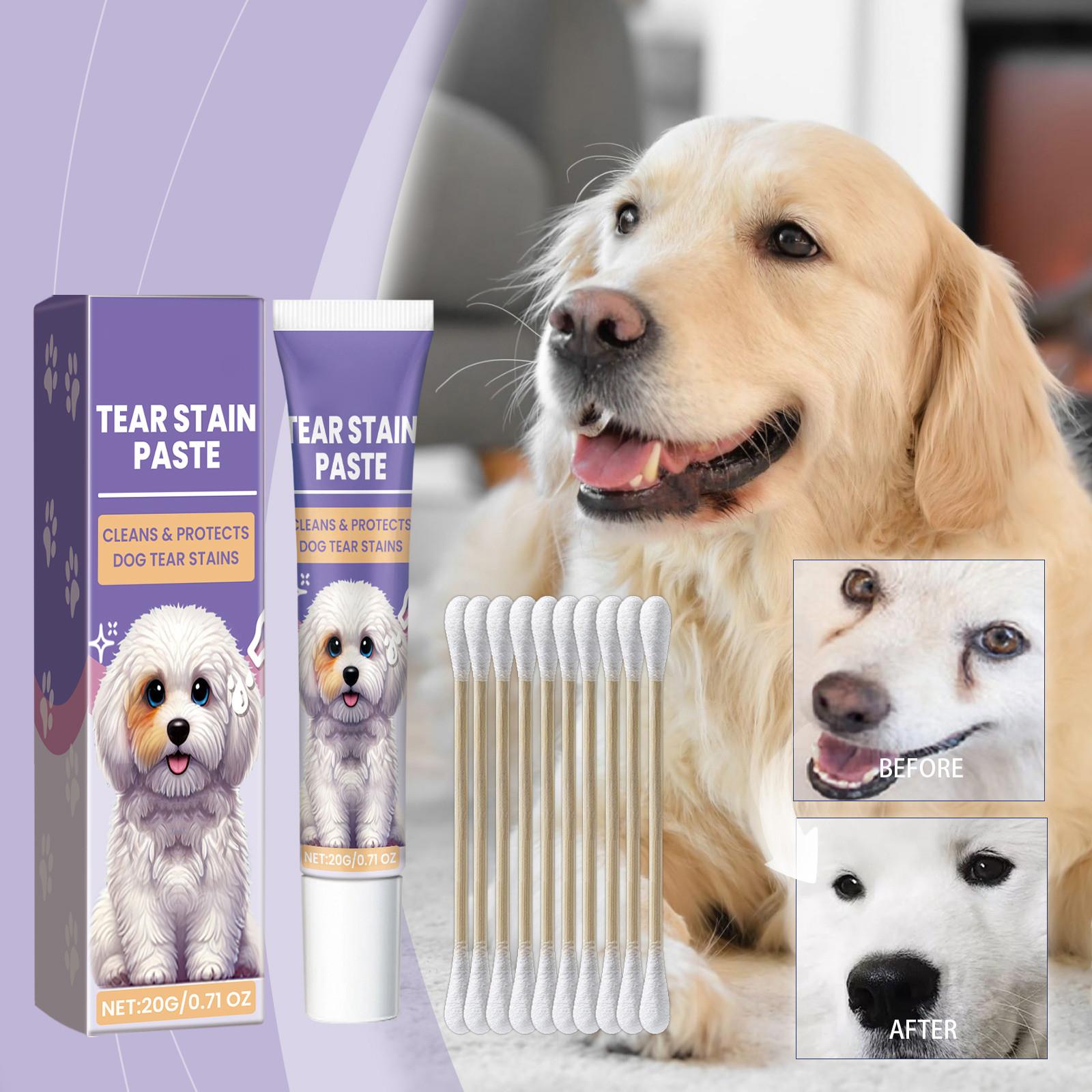 Tränenflecken-Augencreme für Hunde, Nährstoffcreme für Tränenflecken, Tränenfleckenentferner für Haustiere, Tränenlinie für Hunde, langhaarige Hunde
