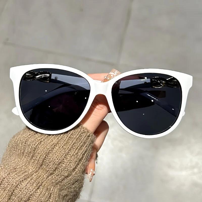 Personalisierte Damen-Katzenaugen-Sonnenbrille Retro-Schmetterlings-Sonnenbrille Damenmode Großer Rahmen Outdoor-Sonnenbrille mit Sonnenschutz weiß