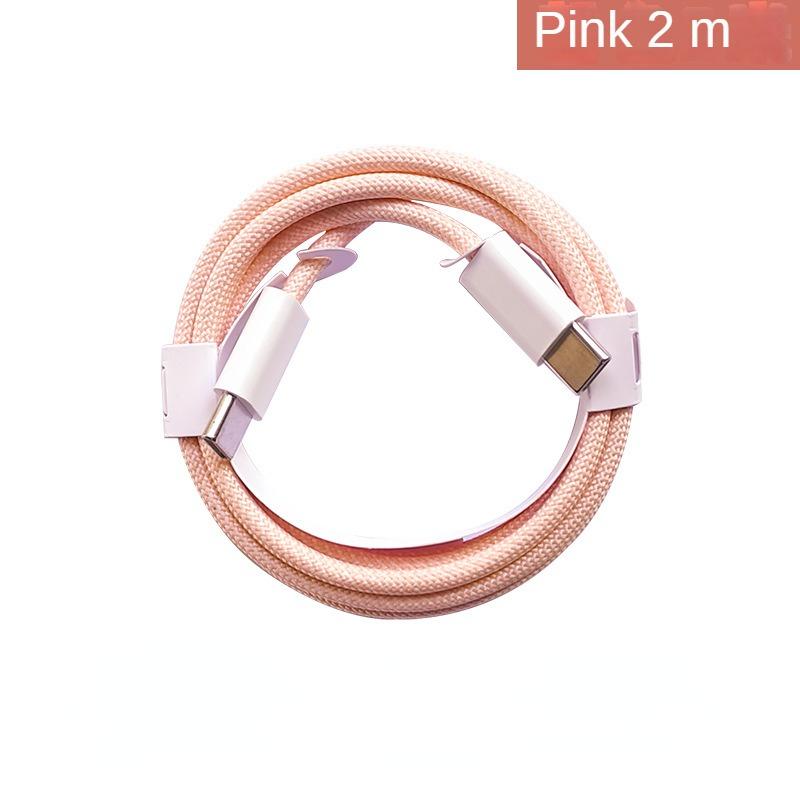 PD60W Schnelllade-Datenkabel für iPhone 15, geflochtenes Typ-C-Kabel, geeignet für die gesamte Palette der Ladekabel für iPhone 15 2M rosa