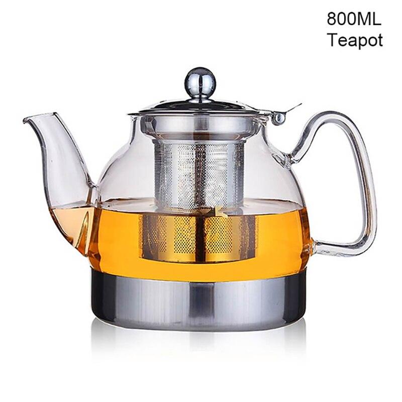 800/1200ML Glas Teekanne Gasherd Induktion Herd Wasserkocher Chinesischen Mit Filter Hitzebeständige Blume Tee 800ML