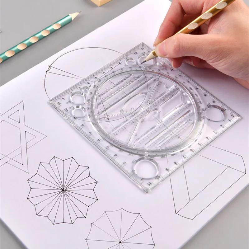 Lineal-Set Festkörpergeometrie Ellipsenzeichnen Symbol Messung Multifunktional Büro Schulbedarf Konstruktion Architektenwerkzeug 1