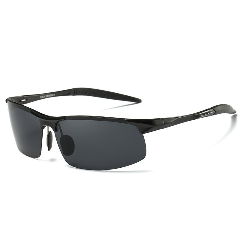 AORON Polarisierte Sonnenbrille für Herren, klassisch, Outdoor-Sport, Fahren, Sonnenbrille, UV400, luxuriös, männlich, mit Aluminiumrahmen schwarz