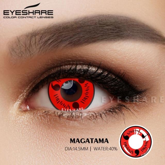 Eyeshare Farbige Kontaktlinsen für Augen, 1 Paar, Anime, Cosplay, farbige Linsen, rot, verrückte Halloween-Linsen, Kontaktlinsen, Schönheits-Make-up