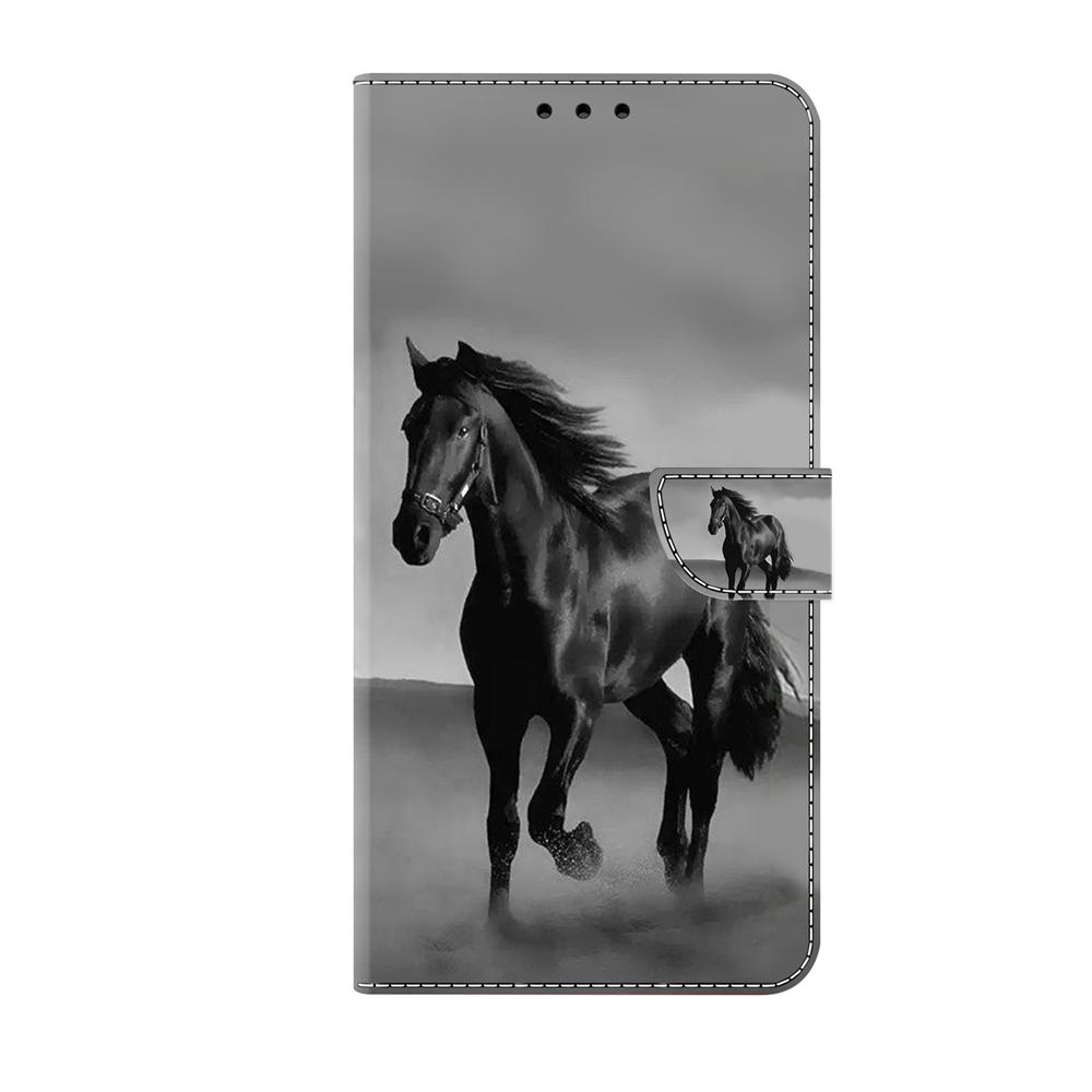 Für Samsung Galaxy Serie A12, A13, A14, A21, A22, S10, S21, S22, S23...Blume Eule Schmetterling Löwe Tiger Pferd Muster bemalt Handy Shell Ledertasche Samsung Galaxy S24 Ultra