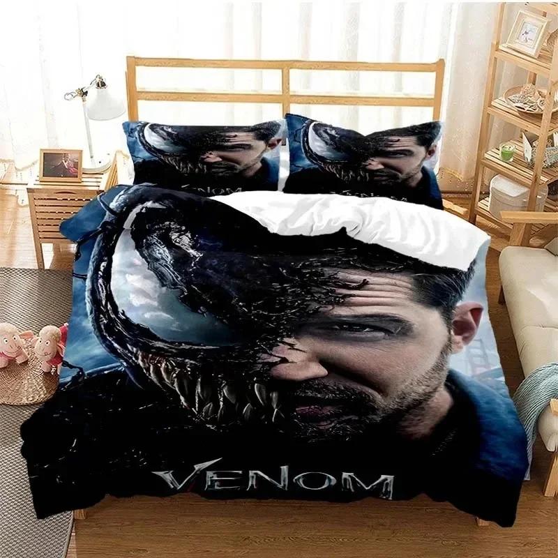 Venoms Bettwäsche-Set, Bettbezug, Bettset, Bettbezug, Kissenbezug, Bettdecke, Kingsize-Bett, Queensize-Bett, Jungen, Erwachsene EU Single 135x200cm