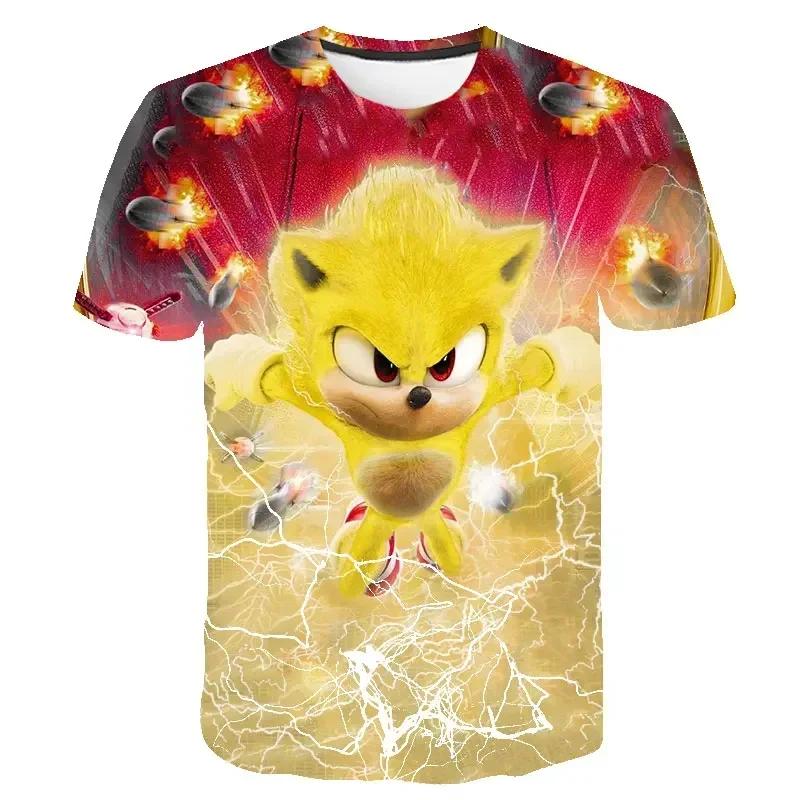 2025 MINISO Der Sommer Neue Stil Sonic T-Shirt Kinderkleidung Jungen Cartoon Spiel Sonic Jungenkleidung Kinder T-Shirt Kleidung für Mädchen 140