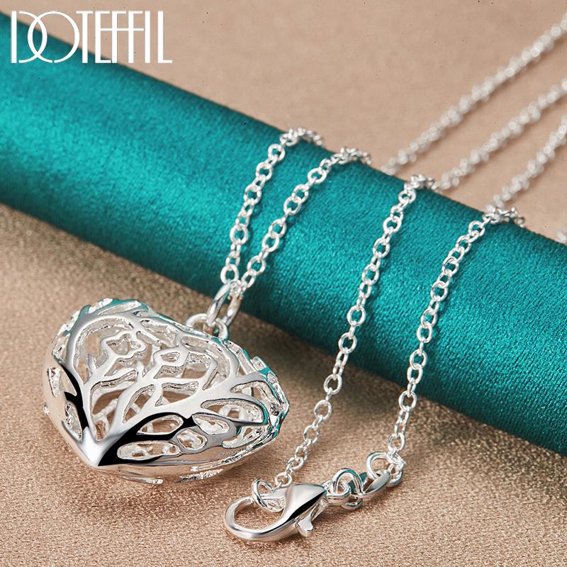 925 Sterling Silber 16-30 Zoll Herz Halskette Modeschmuck 40cm