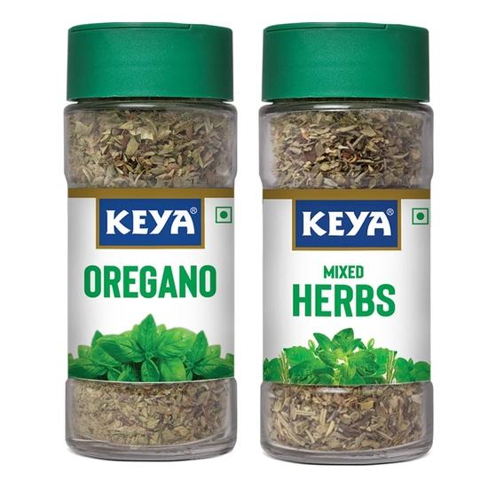 Keya Premium Kräuter-Kombi Oregano 15g | Gemischte Kräuter 25g | Glasflasche | 2er-Pack