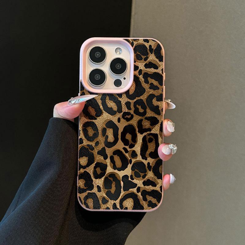 Leopard Frosted Handyhülle für Apple iPhone16promax - Weiche, sturzfeste Silikon-Handyhülle für iPhone 16/15/14/13/12/11/Xs/Xr/Xsmax/Pro/Plus Apple 16pro rosa