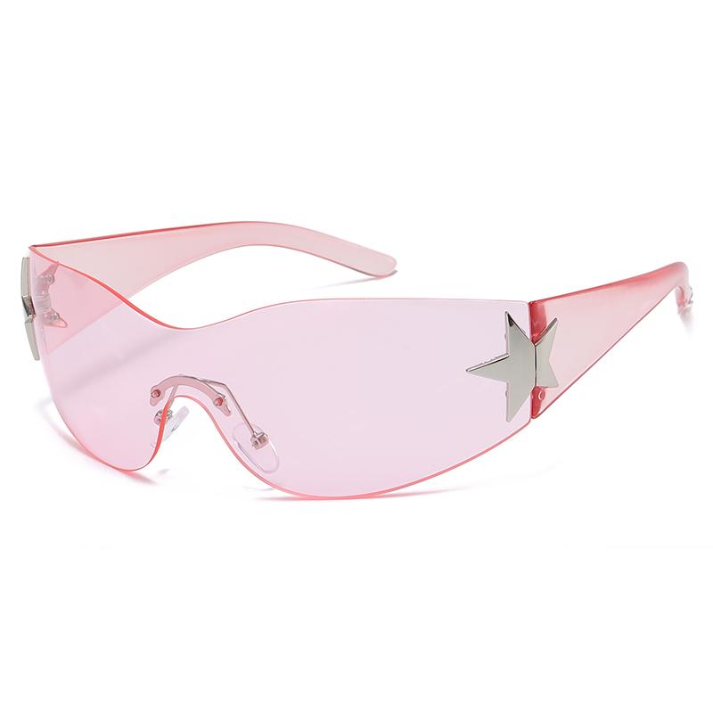 Radfahren Y2K Randlos Punk Einteiler Sonnenbrillen Damen Brille Luxus Brillen Sonnenbrillen Damen Fünf Sterne Wrap Around Brillen