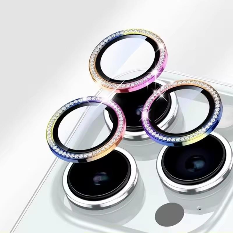 Bling Glitzer Diamant Kameraobjektiv Schutzhülle für iPhone 16 15 14 13 11 Pro Max Plus Sreen Schutzfolie für iPhone 16E Pro iPhone 14 Pro bunt