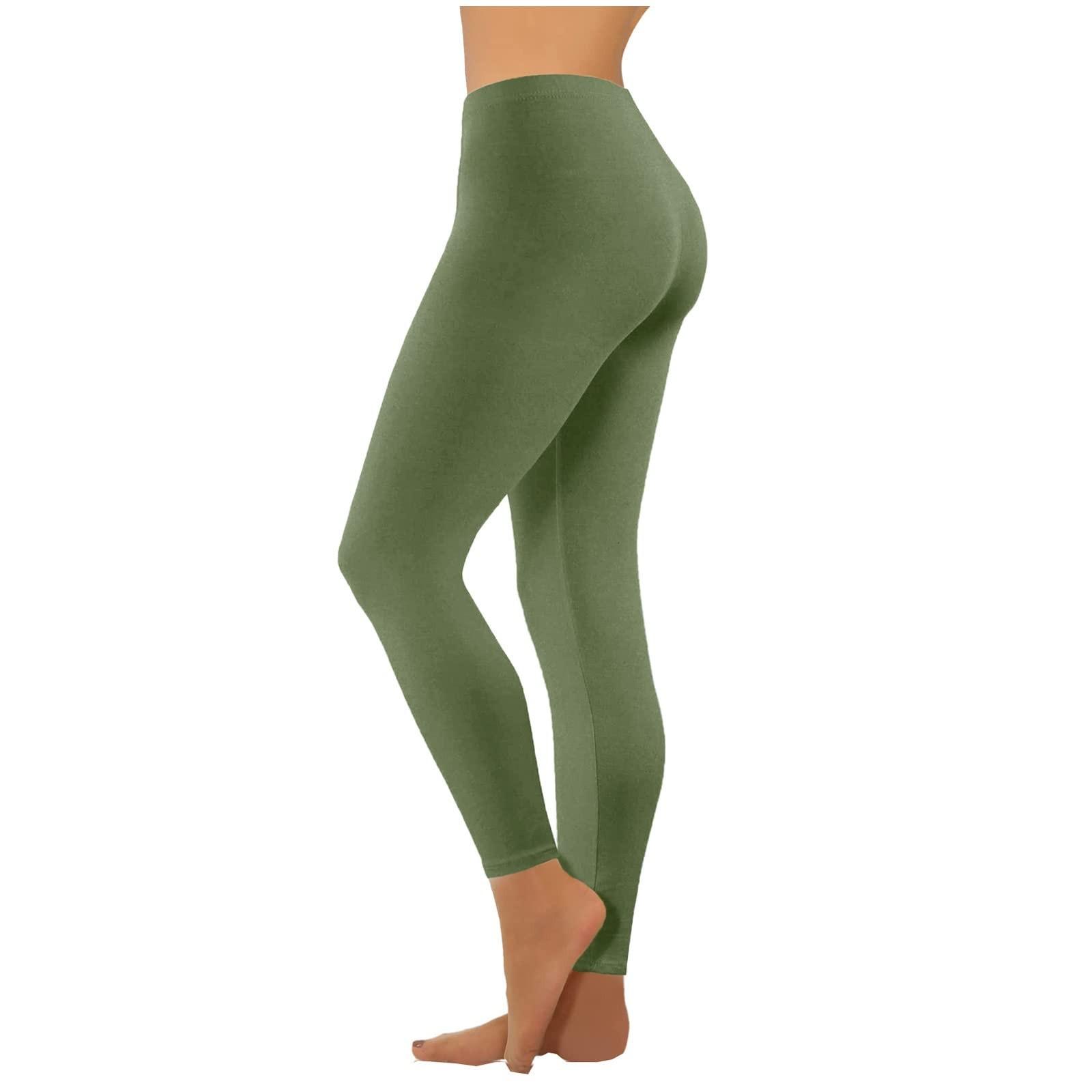 Damen-Leggings mit niedriger Taille und schmaler Passform, 9-Punkt-Leggings, lässige Yoga-Hose mit Hüftlift S armee grüne