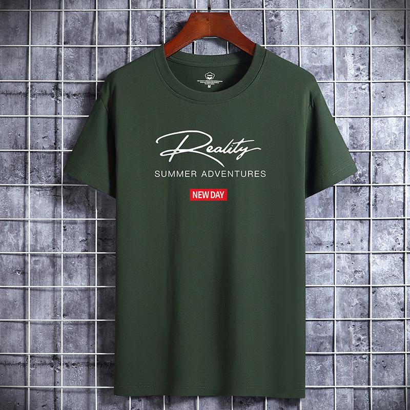 Sommer Herren Kurzarm T-Shirt Herren Mode Lockeres Hemd Bedrucktes Hemd 4XL armee grüne