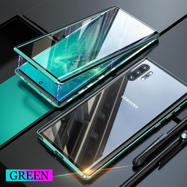 360-Grad-Doppelglas-Vollschutz-Magnethülle für Samsung Galaxy S25 S24 Ultra S23 S22 S21 FE S20 Plus A56 A36 A26 A16 A55 Telefonabdeckung For Samsung S21 grün