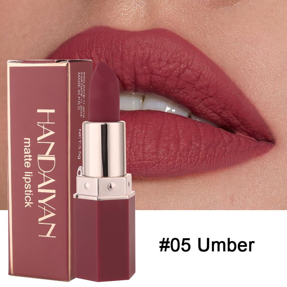 6-farbiger, matter, wasserfester, samtiger Lippenstift, sexy, matter, feuchtigkeitsspendender Lippenstift, langlebig, professionell #05 Umber
