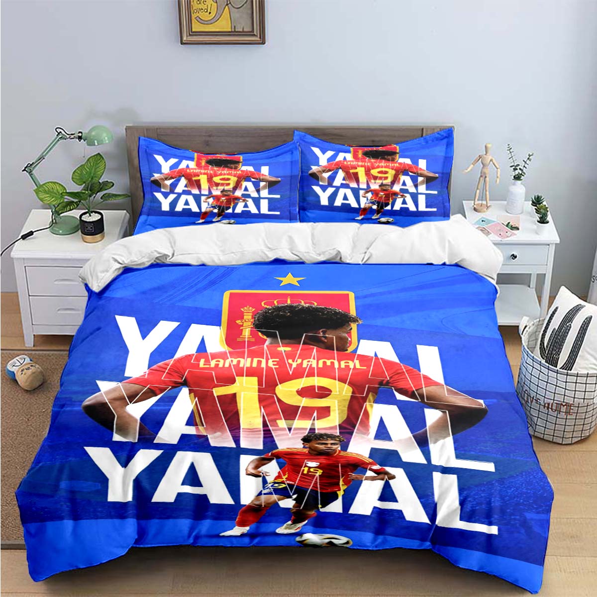 Spanien Fußball Zenozoikum Star L-Lamine Y-Yamal Bettwäsche-Sets Bettwaren-Set Bettbezug Bettdecke-Set Bettwäsche-Set Geschenk US Full(200*230cm)3pcs