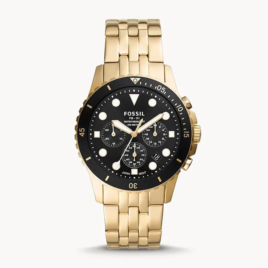 Fossil Herren Quarz Edelstahl Drei-Zeiger-Uhr Edelstahlgehäuse/Kratzfestes Glas FS5836 black