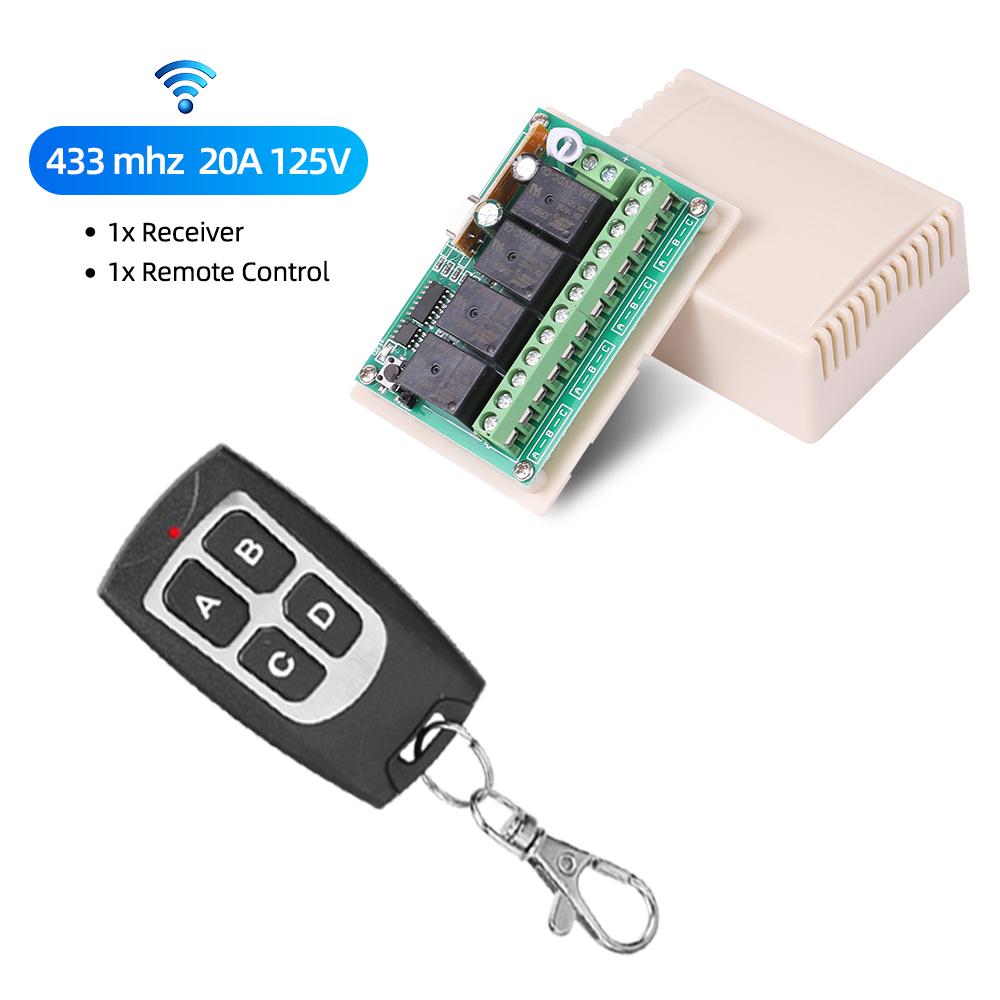 433MHz RF Fernbedienungsschaltung Universeller Drahtlos-Schalter DC 6V 12V 4CH RF Relaisempfänger und Handsender für Garage 1 remote 1 receiver