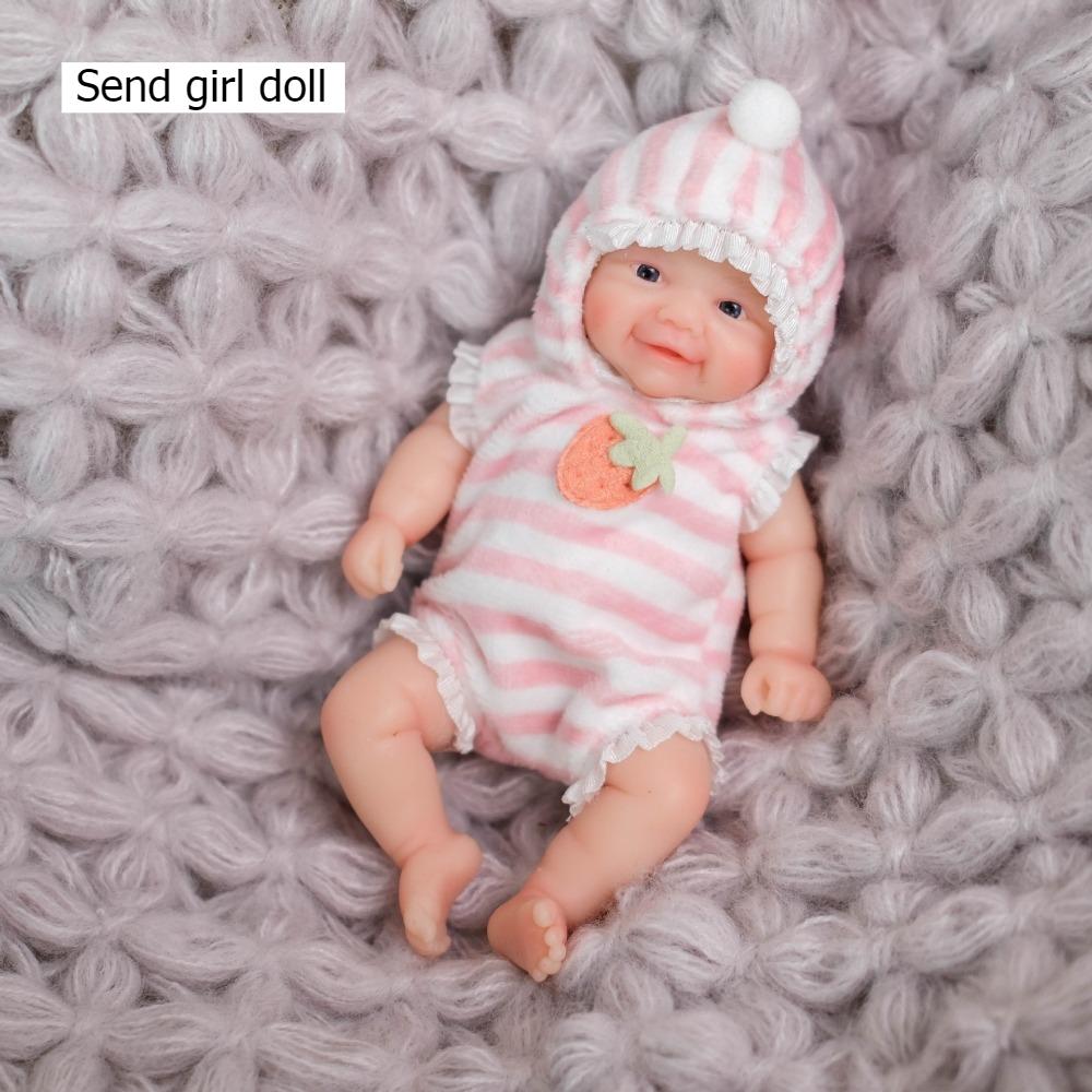 Liebliche 15cm Vollsilikon Wiedergeburtspuppe Vivienne Dehnbare Weiche Haut Neugeborenenpuppe Lebhafter Gesichtsausdruck Simulation Babypuppen für Kinder Weihnachtsgeschenk girl doll