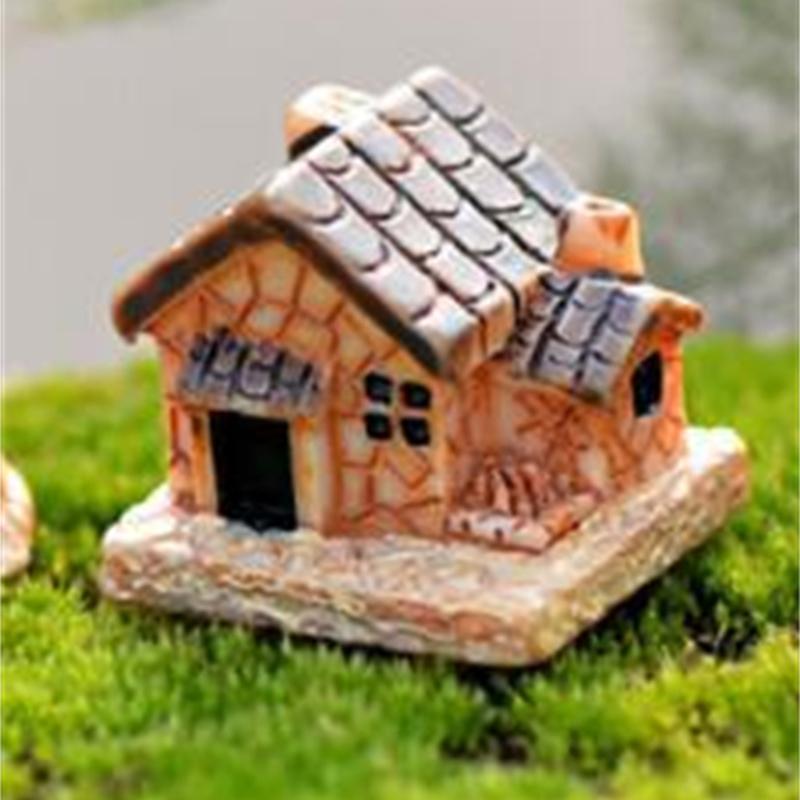Mini Kleines Haus Cottages DIY Spielzeug Handwerk Figur Moos Terrarium Fee Garten Ornament Landschaft Dekor Zufällige Farbe Puppenhaus 3 Small Houses black
