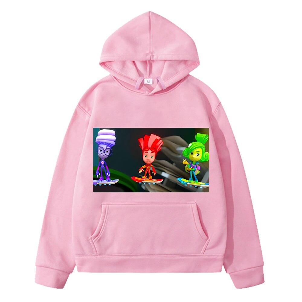 The Fixies Anime Hoodie Sweatshirt Fleece Pullover Kinderkleidung Mädchen Y2k Sudadera Jacke Herbst Casual Hoodies für Jungen und Mädchen 130 rosa