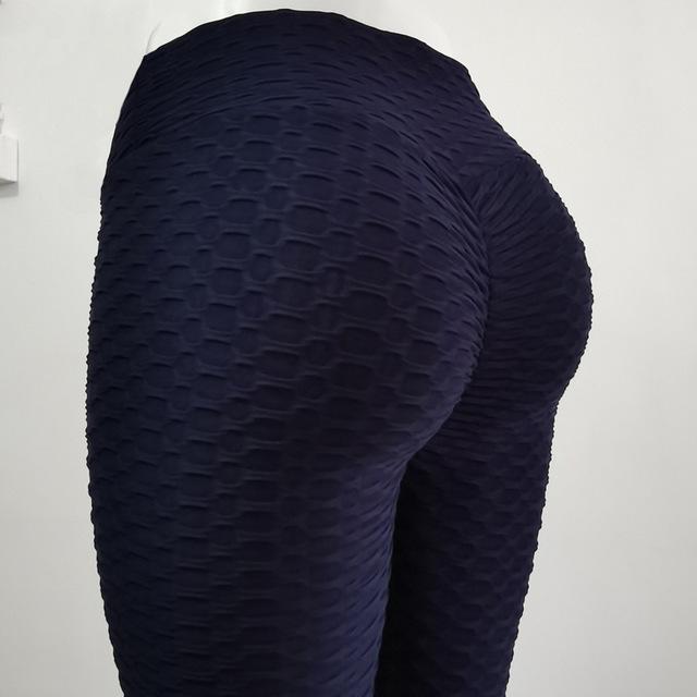 Hohe Taille Fitness Leggings Frauen Workout Push Up Solide Bodybuilding Jeggings Hosen M navy blau