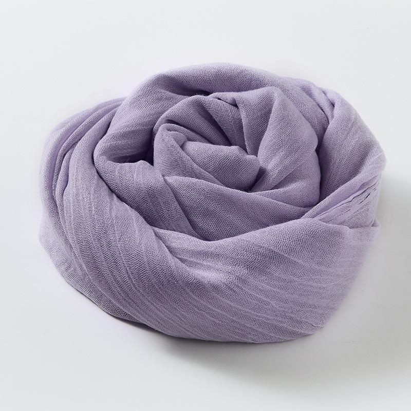 Weicher Baumwoll-Hanf-Schal Wickeltuch Langer Hijab Schal für Damen, Größe ist 95*195cm 95*195 cm oper lila