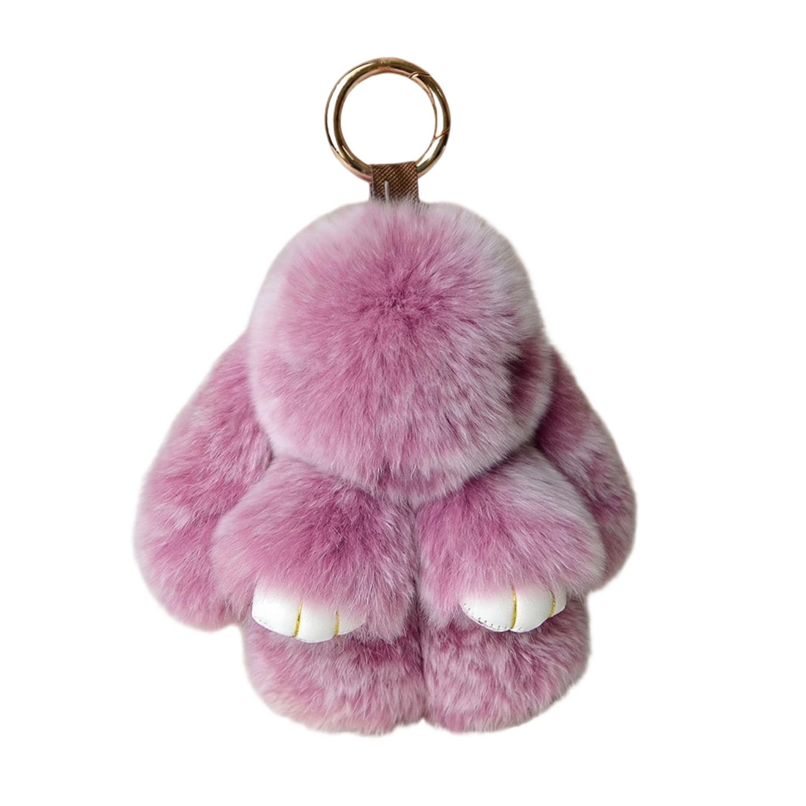 Handgemachte weiche Hasen-Pompon-Anhänger, flauschiger Hasen-Schlüsselanhänger, Kunstpelz-Schlüsselanhänger für Mädchen One Size gray
