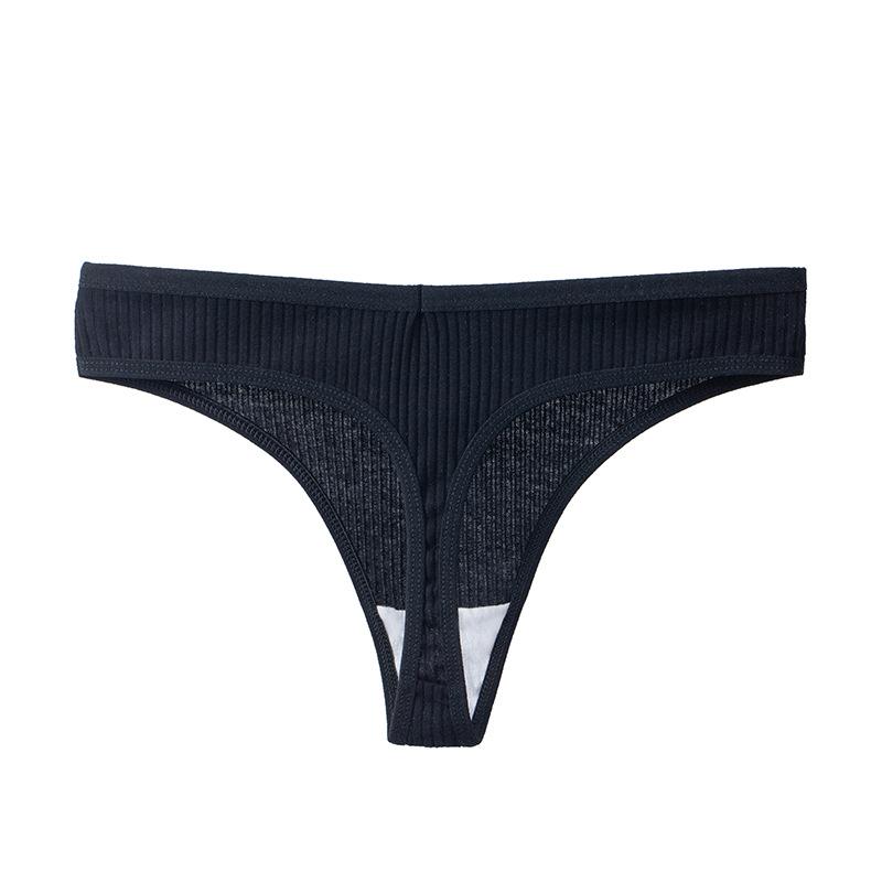Damen Baumwoll-String mit Gewinde Übergröße M-2XL Baumwoll-Slips Sexy Sport G-String 2XL schwarz