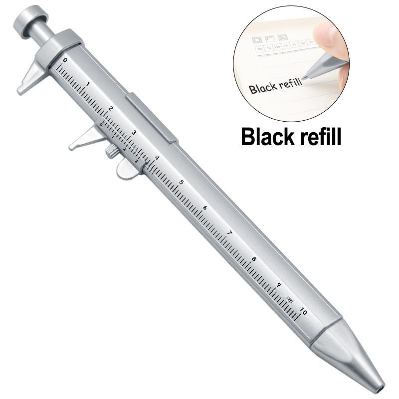Kugelschreiber mit Nonius-Messschieber, schwarze Geltinte, 1,0 mm Kugelschreiber, multifunktionales Messlineal, tragbares Messwerkzeug, Messschieberstift, 2 ml One Size