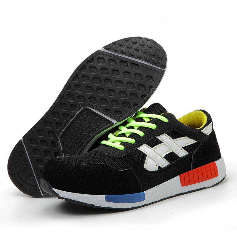 Sicherheitsschuhe für Herren und Damen, mit Stahlkappe, flache Schuhe, lässig, Schutzschuhe, Sneaker, Schutz, Bausicherheit, Herren-Arbeitsstiefel 42 schwarz