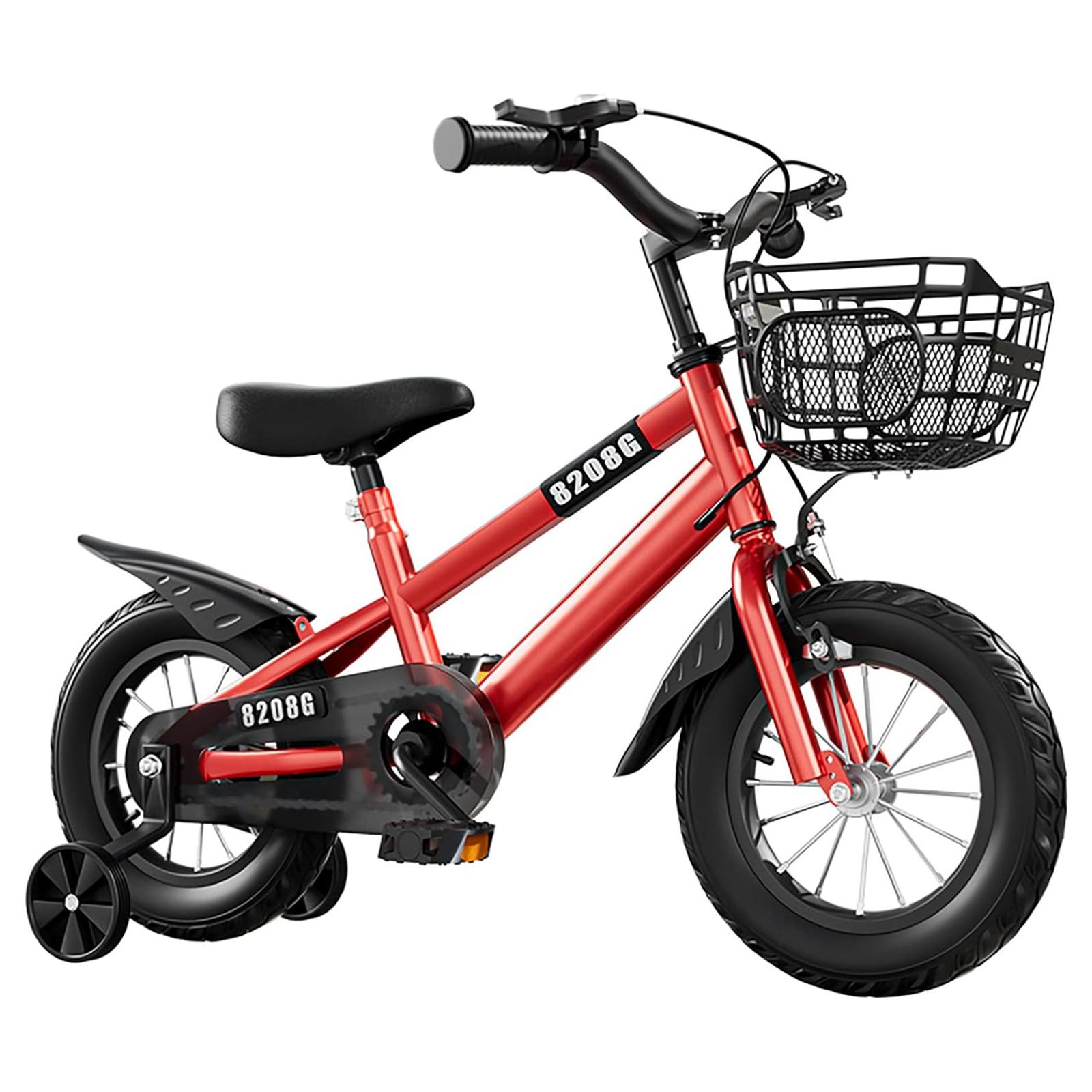 Kinderfahrrad für Mädchen im Alter von 3–7 Jahren mit Stützrädern, Korb, Kinderfahrrad 16in