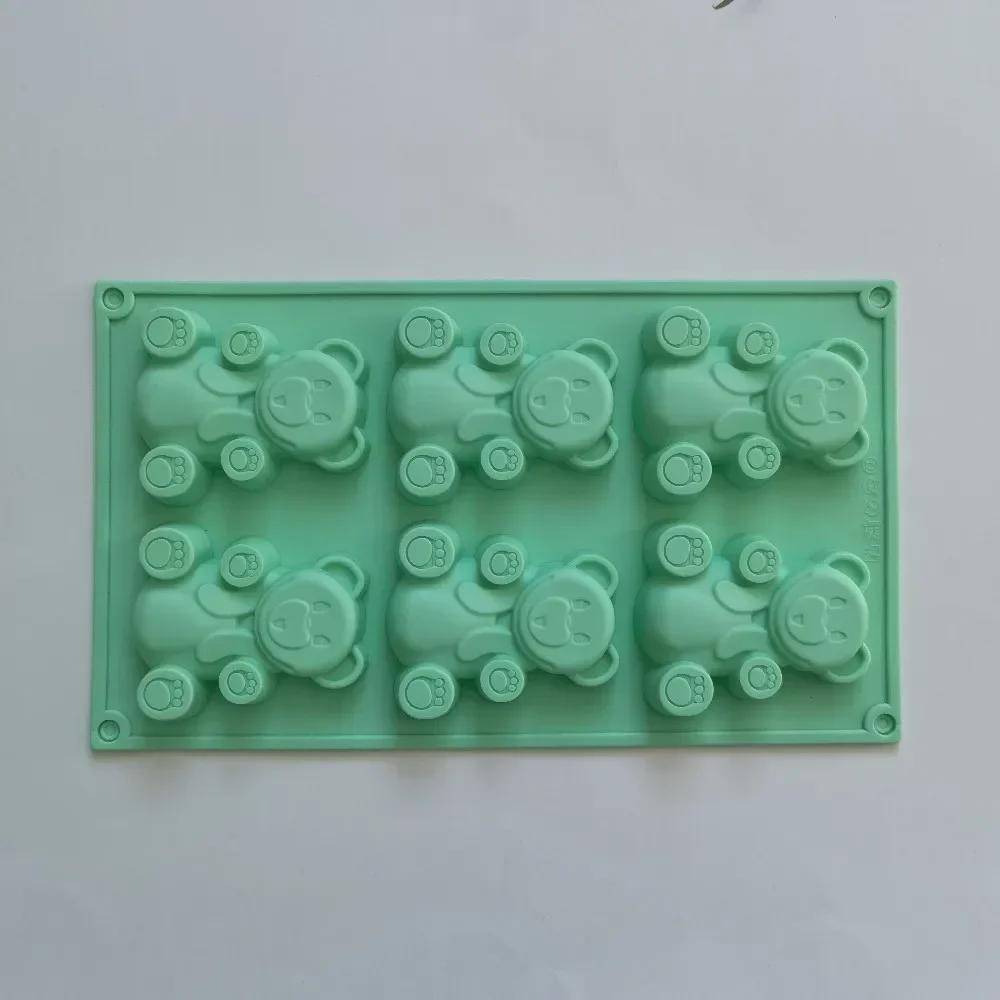 Silikon-Backform mit Bärenmotiv, Tier-Kuchen, Süßigkeiten, Gelee, Schokolade, Hase, Seife, Kerzenform, Eiswürfelschale, Geschenke für Kinder cyanblau