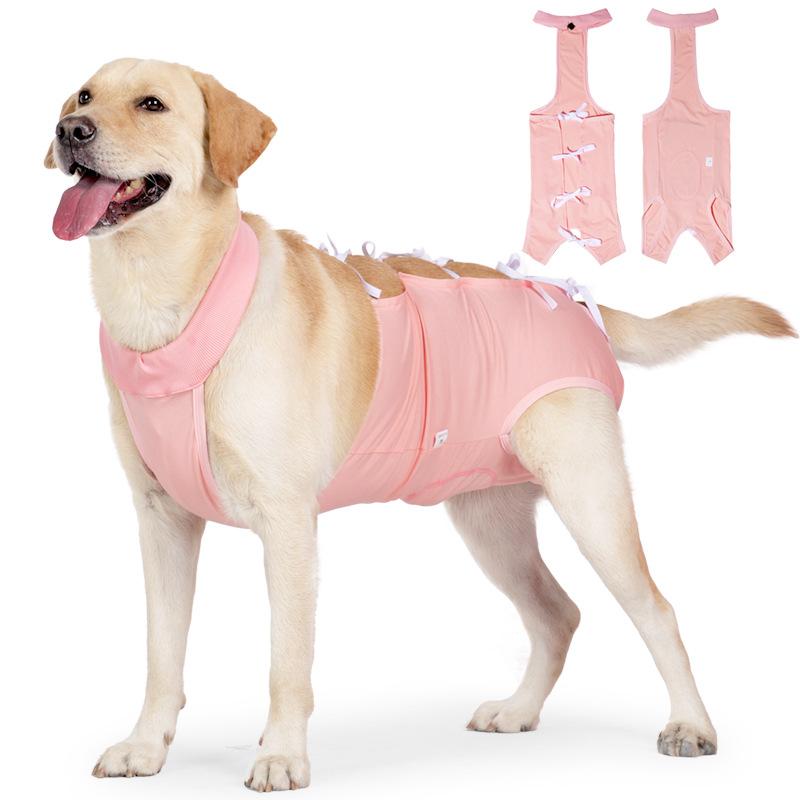 Haustierkleidung, Hunde-Postoperative Genesungskleidung, Sterilisationskleidung für mittelgroße und große Hunde, Still- und Schnürstil, Anti-Lecken M rosa