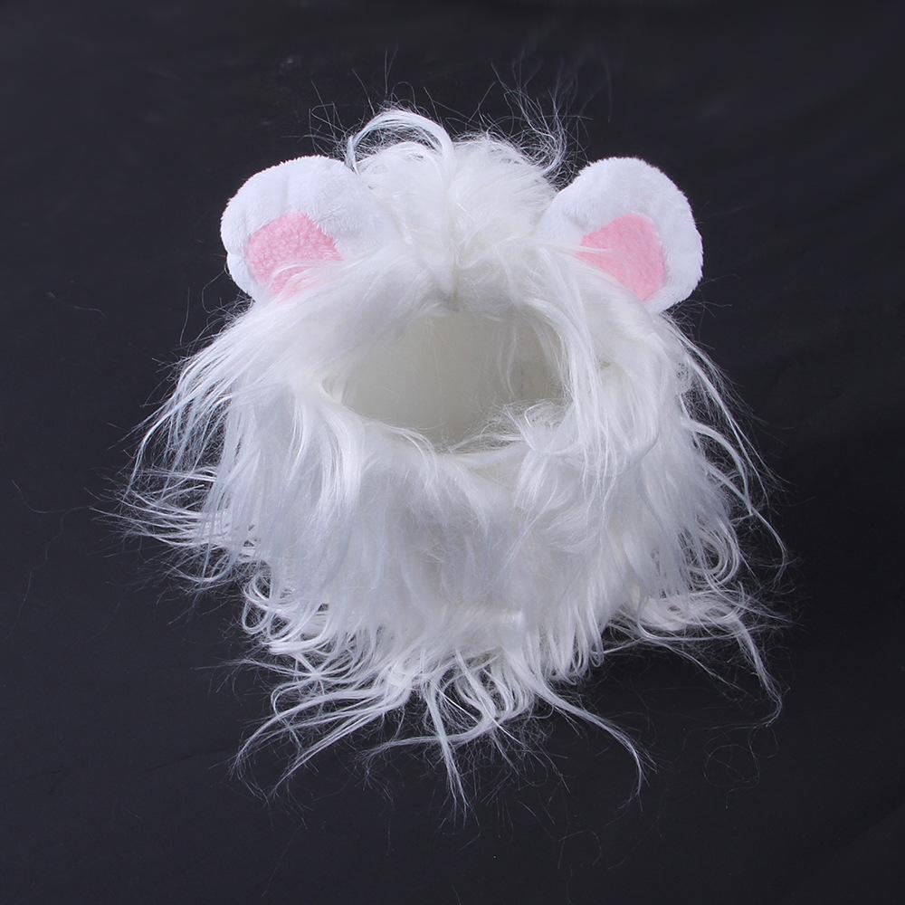 Katzen-Löwenmähne Halloween-Thema Kostüm Löwenkostüm Katzen-Cosplay Verkleidung Haustierhut für kleine Katzen und Kätzchen Versammlung Dekoration S weiß