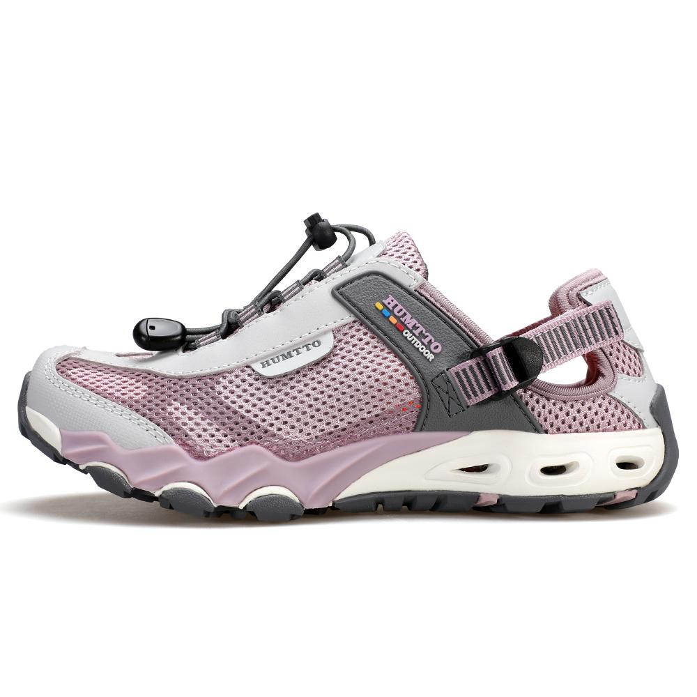 HUMTTO Sommer WanderSchuhe für Damen Atmungsaktiv Schnelltrocknend Wassersportschuhe Rutschfest Trekking Sport DamenSchuhe Klettern Outdoor Wanderschuhe 38 beige/violett
