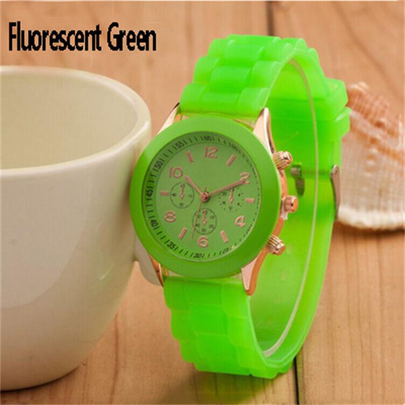 Männer Frauen Quarz Analog Uhr Casual Silikon Sport Chronograph Uhr Student Armbanduhren fluoreszierende grün
