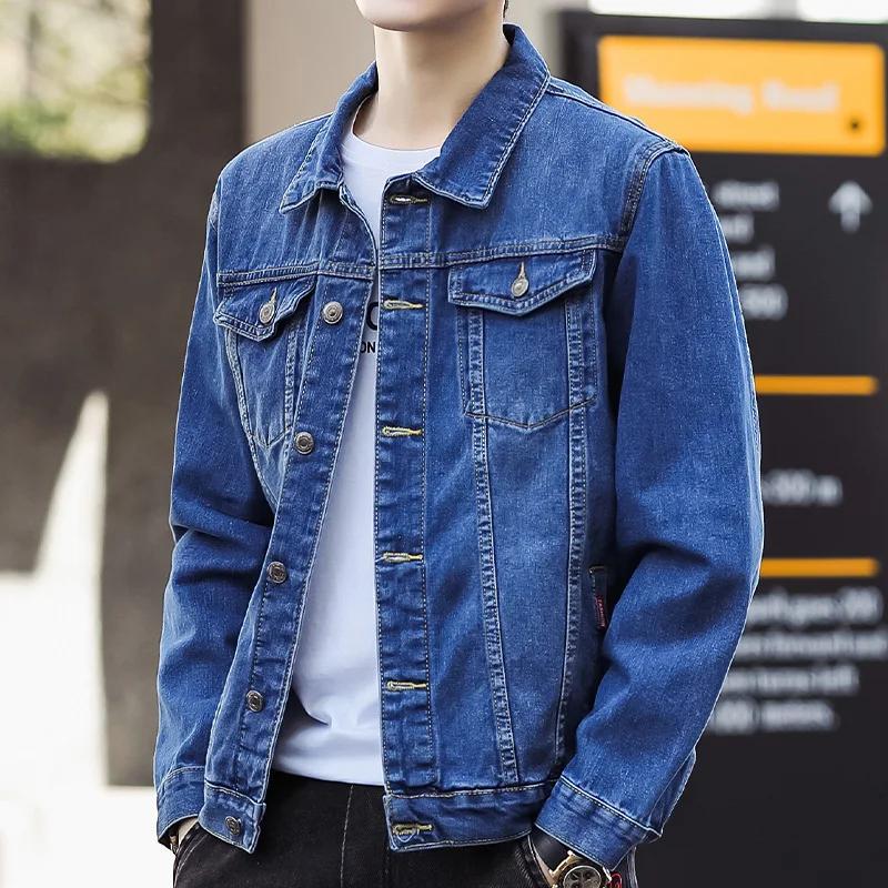 Herren Denimjacken Streetwear Lässig Baumwolle Klassisch Eng Jeansmantel Männliche Markenkleidung Cowboyjacke Ropa Para Hombre XL dunkelblaue