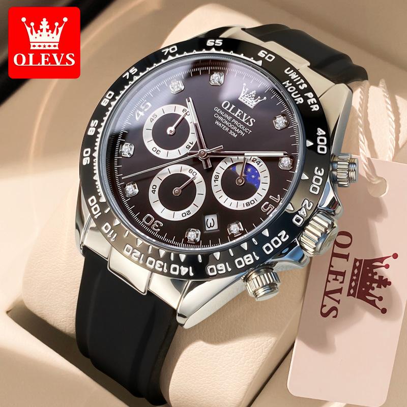 OLEVS Luxus Männer Uhr Quarz Mann Uhren Wasserdicht Leuchtende Top Marke Uhr für Männer Datum Chronograph Sport Armbanduhr schwarz