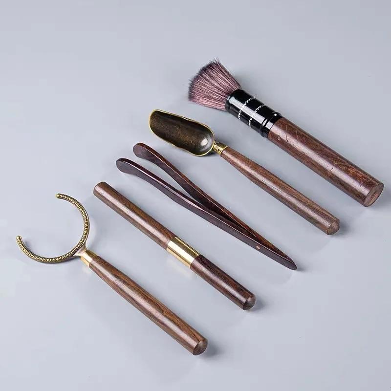 Teezeremonie Sechs Gentlemen Set Kung Fu Set Zubehör Ebenholz Enzyklopädie Teezubereitungswerkzeuge Klemme Löffel Teekunst Zubehör