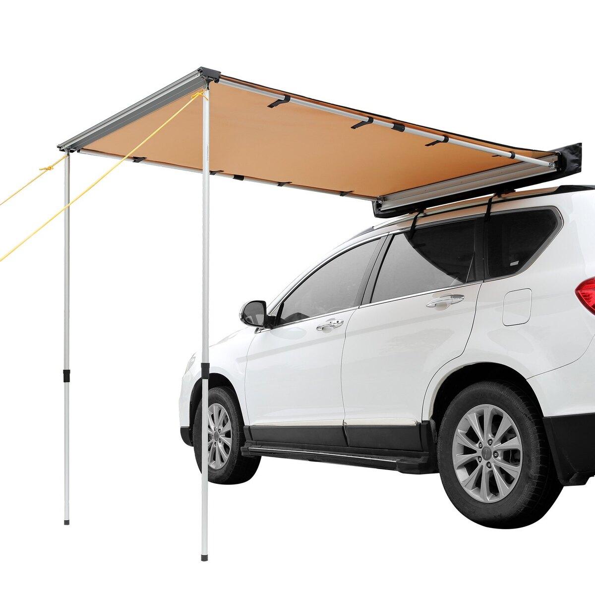Auto-Seitenmarkise, Große 1,4 m x 2 m Schattenabdeckung Fahrzeugmarkise, PU3000mm UV50+ Ausziehbare Auto-Markise mit Wasserdichter Aufbewahrungstasche, Geeignet für LKW,
