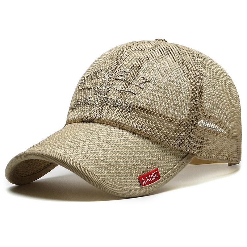 Herren Sommer Mesh Atmungsaktive Baseballkappe Outdoor Schnelltrocknend Golf Sport Angeln Visier Sonnenhüte Mann Männlich Einfarbig Snapback Caps khaki